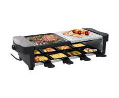 Raclette Grill 8 Personen, Raclette-Partygrill mit Naturgrillstein und Grillplatte, Raclette Gerät