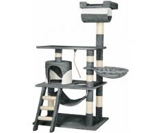 Tectake - Kratzbaum Stokeley 141cm - Katzenbaum, Katzenkratzbaum, Katzenhaus - grau/weiß - grau/weiß