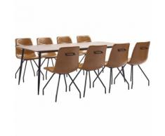 9-tlg. Essgruppe Cognac Kunstleder