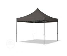 3x3 m Faltpavillon TOOLPORT, PREMIUM Stahl 40mm, Seitenteile mit Rechteckfenstern, dunkelgrau