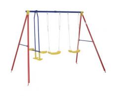 Outsunny® Kinderschaukel Gartenschaukel 2 Schaukeln mit Wippe höhenverstellbar 3-8 Jahre