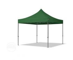 3x3 m Faltpavillon TOOLPORT, PREMIUM Stahl 40mm, Seitenteile mit Rechteckfenstern, dunkelgrün