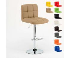 Barhocker Hoch Fest Drehbar Höhenverstellbar mit Fußstütze und Rückenlehne für Küche Atlanta | Beige