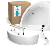 Calmwaters® Eckbadewanne Komplettset 120 x 120 cm mit Schürze, Wannenfüßen & Ablaufgarnitur,