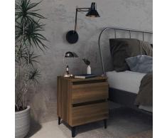 Nachttisch mit Metallbeinen Braun Eichen-Optik 40x35x50 cm - Braun - Youthup