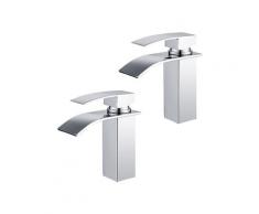 2er Wasserfall Wasserhahn Chrom Einhebel-Waschtischarmaturen Bad Armatur für Badezimmer Waschbecken