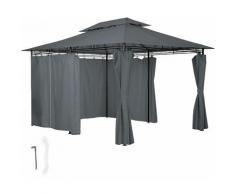 Luxus Garten Pavillon Emine 4x3m mit 6 Seitenteilen - Partyzelt, Bierzelt, Festzelt - anthrazit