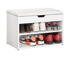 FSR25-W Schuhbank mit Sitzfläche Sitzbank Schuhregal Schuhschrank, Garderobenbank Schuhtruhe weiß