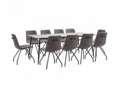 11-tlg. Essgruppe Dunkelbraun Kunstleder