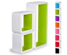 Woltu - Wandregal Cube Regal 3er Set Würfelregal Hängeregal, Quadratisch Schwebend Design grün
