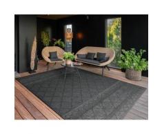 In-& Outdoor Teppich Balkon Terrasse Küchenteppich Modernes Boho Ethno Muster 80x250 cm, Anthrazit