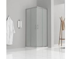 Satinierte Duschkabine mit Schiebetüren Eckdusche mit Rollensystem aus ESG Glas 180cm Hoch DK77