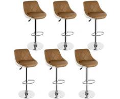 Barhocker mit Fußstütze und Rückenlehne hoch drehbar Schmetterlingsart 6 Stk. Weiß