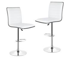 2er-Set Barhocker aus Kunstleder höhenverstellbar Weiß