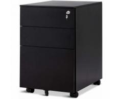 COSTWAY Rollcontainer mit 3 Schubladen, Abschliessbarer Bueroschrank, Aktenschrank Bueromoebel