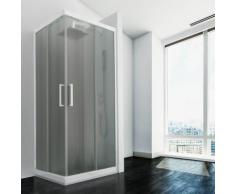 Duschkabine in PVC 90x70 CM H190 Satiniert Chinchilla mod. Lite weißes Profil