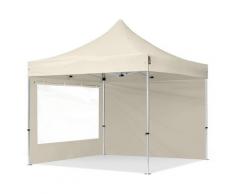 3x3m Faltpavillon TOOLPORT PROFESSIONAL Alu 40mm, Seitenteile mit Panoramafenstern, creme