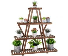 UNHO Blumentreppe Holz Pflanzenregal Blumenregal Blumenständer Pflanzentreppe Garten mehrstöckig