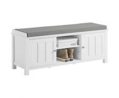 Sobuy - FSR35-W Sitzbank Bettbank Schuhschrank Sitzkommode Garderobenbank mit Sitzkissen MDF weiß