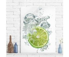 Bilderwelten - Glasbild Küche - Lime Bubbles - Hoch 4:3 Größe HxB: 80cm x 60cm