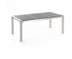 Beliani - Gartentisch Schwarz/Silber Granit/Basalt Edelstahl 180 x 90 cm Geflammt Modern Outdoor