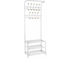 Garderobe mit 3 Schuhablagen - Kleiderständer, Garderobenständer, Schuhschrank - weiß