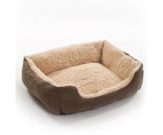 Hundebett Hundekissen Hundekorb Haustierbett Hundesofa Decke Dunkelbraun/Beige 60x48x18 cm