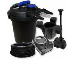 Druckfilter Set 6000l 11W UVC Teichklärer 25m Schlauch Pumpe Springbrunnenpumpe Skimmer 30