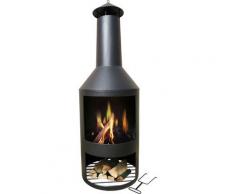 Terrassenkamin + Schornstein Gartenkamin Metall Holz Feuerstelle Standkamin