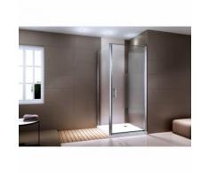 Duschkabine Eckdusche 8 mm NANO Echtglas EX416-1 Milchglas-Streifen - 90 x 90 x 195 cm Einbau Rechts