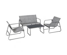 Gartenmöbelset Gartenlounge Set Textilene Sitzgruppe 4-teilige inkl. Couchtisch, Grau
