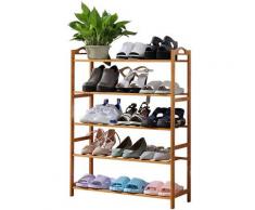 Schuhregal Badregal Holzregal aus Bambus,Natur,5 Böden Standregal,Küchenregal,92x67.5x26.5cm für