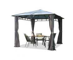 Gartenpavillon 3x3 m wasserdicht ALU DELUXE Polycarbonat Dach 8mm Pavillon 4 Seitenteile Partyzelt