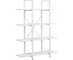 NICEME Bücherregal Weiß, Lagerregal Standregal, Weißes Regal mit 4 Ebenen,Industriell Weiß - NICEME