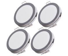 4er Set led Einbau Leuchte Chrom Flur Strahler rund Küchen Wohn Zimmer Spot Lampe Karton beschädigt
