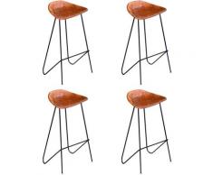 Barhocker 4 Stk. Braun Echtleder