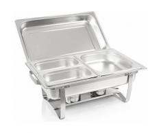 F433-3-2 Speisenwärmer Buffetwärmer 1x GN1/2 + 2x GN1/4 bain marie mit Deckel, 60x37x29cm - Grau