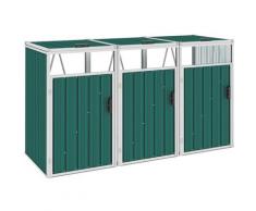 YOUTHUP Mülltonnenbox für 3 Mülltonnen Grün 213×81×121 cm Stahl