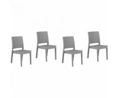 Gartenstuhl Rattanoptik hellgrau 4er Set FOSSANO