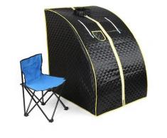 Mobile Mini Dampfsauna Heimsauna Wärmekabine Sitzsauna Saunakabine 80x70x98 cm (Schwarz) - Schwarz