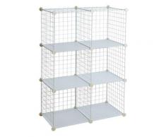 Estexo - Stufenregal Regalsystem Steckregal 6 Fächer Gitter diy Regal Metall Würfelregal Weiß