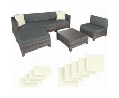 Rattan Lounge mit Aluminiumgestell inkl. Bezüge in 2 Farben, Variante 2 - Loungemöbel, Gartenmöbel,