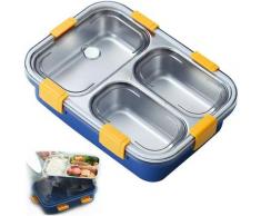 Lunchbox mit Besteck, Bento-Box für Erwachsene, Lunchbox mit 3 Fächern, Lunchbox für Erwachsene,
