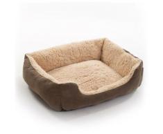 Hundebett Hundekissen Hundekorb Haustierbett Hundesofa Decke Dunkelbraun/Beige 90x70x20 cm