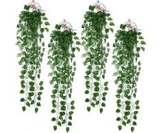 4 Stück 90cm Künstlich Efeu Hängepflanzen Hängend Kunstpflanze für Büro Küche Hochzeit Party Garten
