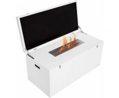 Bioethanol Kamin mit Deckel und Couchtisch - Weiß