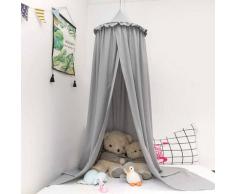 Betthimmel Baldachin aus Stoff 230 cm grau Z-BCU004gry - grau - Woltu