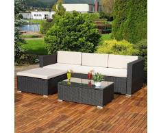 Mucola - Lounge Gartengarnitur Sofa Tisch Kissen schwarz Polyrattan Gartenmöbel