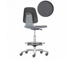 Arbeitsdrehstuhl, Hochstuhl mit Sitz-Stopp-Rollen und Fußring Sitz - Bimos