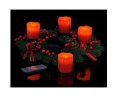 3.04 Adventskranz mit 4 roten led Wachs-Kerzen und Fernbedienung
